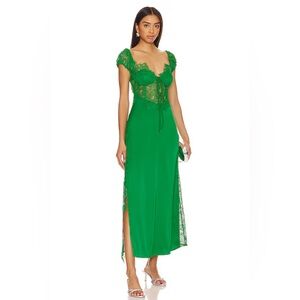 NWT For Love & Lemons Casey Maxi Dress in Green